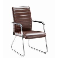 Chaise de bureau de direction en cuir PU noir en gros avec accoudoirs fixes, chaise de conférence moderne pour salle de réunion de bureau