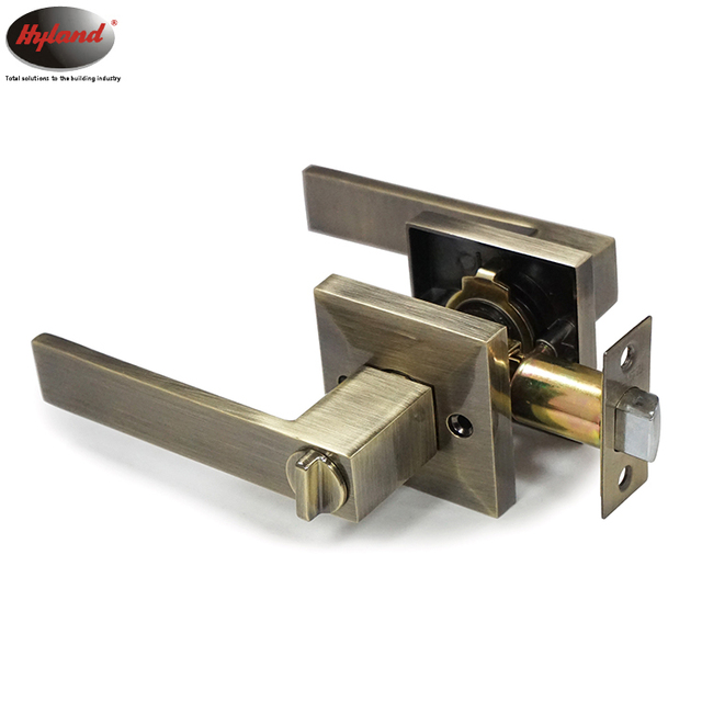 Square Type American Style Door Lock, Bathroom/Privacy Tubular Lever Lock Hyland OEM LH852 ABBK Antique Brass Finish