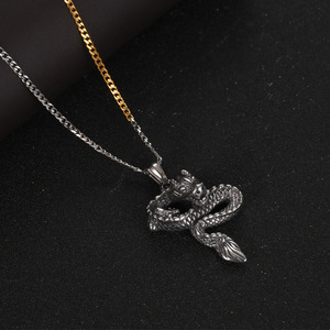 Tibetan Silver Snake Pendant Necklace For <b>Men</b> <b>Animal</b> Zodiac Design Daily Wear Jewelry SP900 - Product Image 2