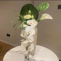 Dengan vas ZUOYI sentuhan nyata 45CM anggrek buatan hijau daun palem bundel bunga untuk desain AR-505