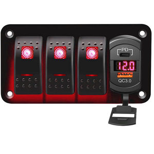 Yuhe YH-DH4-QA 3 Gang <b>12V</b> SPST USB Charger Voltmeter Aluminum Panel on Off with Pre-Wired for Boat of Rocker <b>Switch</b> - Product Image 6