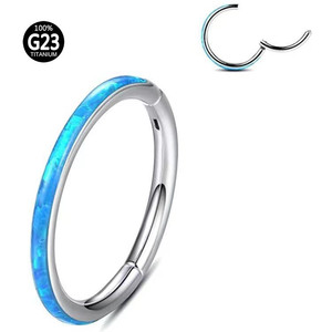 Anillo Segmentado Articulado de Titanio G23 F136 con Ópalo |   Clicker Hipoalergénico Sin Costuras para Piercing de Nariz, Septum, Cartílago, Daith y Helix - Product Image 2