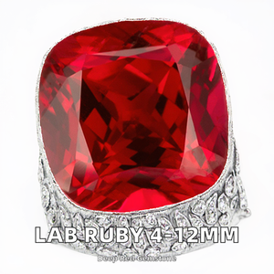 Piedra Suelta de Rubí Sintético Creado en Laboratorio, Corte Asscher de 12x12 mm, Color Rojo Sangre de Pichón, Tratado Térmicamente, con Pequeñas Grietas e Inclusiones - Product Image 2