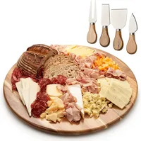 Plateau tournant en bois d'acacia, plateau de Table à manger, plateau rond en bois pour servir le vin, le fromage et la viande