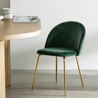 Chaise de salle à manger de luxe en velours avec pieds en métal, style nordique moderne, pour la maison, les restaurants et les hôtels (vente en gros)