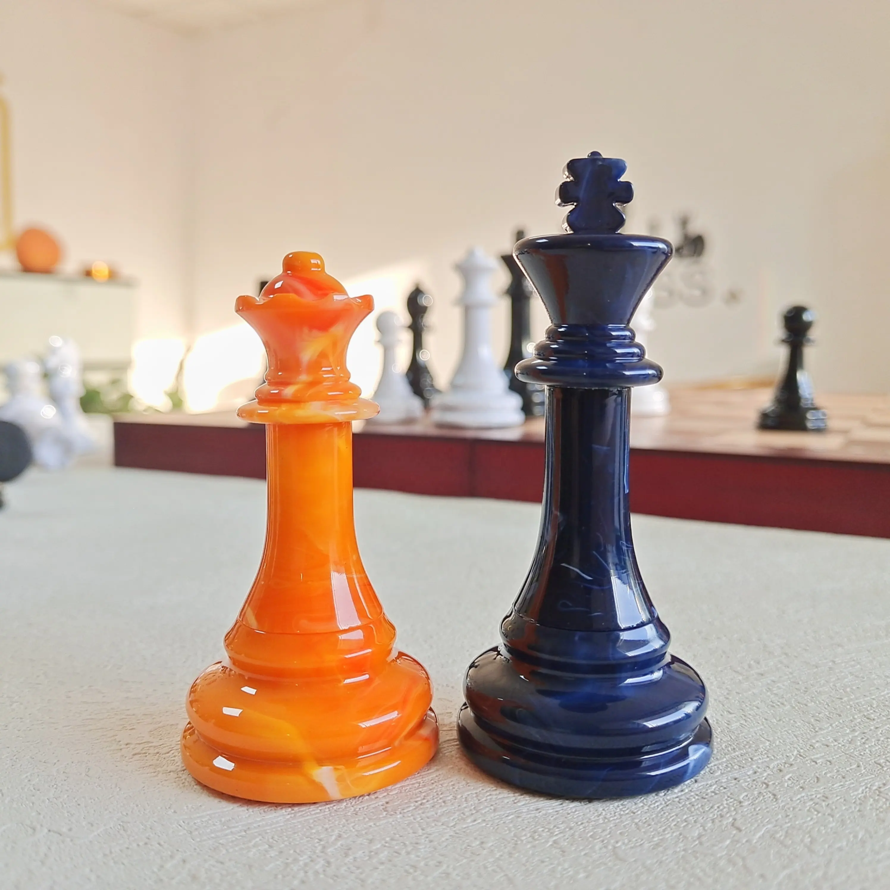Jogo de xadrez de madeira de alta qualidade, acessórios de peças premium de xadrez de tamanho grande de 3,5 polegadas