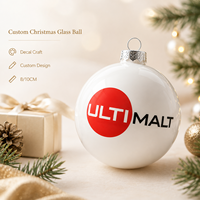 Boule d'Ornement de Noël en Verre Blanc de 8 cm, Suspendue, Personnalisée, en Gros, avec Logo Imprimé, pour Cadeau de Fête