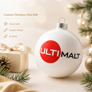 Adornos Navideños Personalizados al por Mayor, <span class=keywords><strong>Bolas</strong></span> de Cristal <span class=keywords><strong>Blancas</strong></span> de 8 cm con Logotipo Impreso para Regalos Navideños - Product Image 1