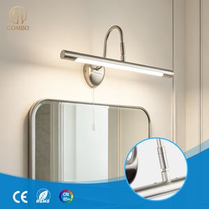 Minimalist LED Wall <b>Lamp</b> Stainless Steel <b>Silver</b> Rectangular 4100K Neutral White Bathroom Lighting Wall-Mounted Switch Control - Product Image 1