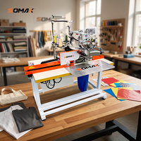 Machine à coudre industrielle programmable automatique à point de recouvrement SOMAX SM-07B haute vitesse pour enfants, avec moteur à engrenages, idéale pour les polos