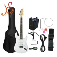 OEM ODM 39 Inch Full Size Electric Guitar with 5w Amp, Rosewood, 6 String, Shoulder Strap, Capo, and Bag