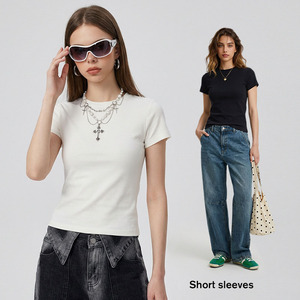<span class=keywords><strong>Camiseta</strong></span> Básica con Cuello Abierto para <span class=keywords><strong>Mujer</strong></span>, Estilo 2026, Fabricante OEM, Logotipo Personalizado, <span class=keywords><strong>Camiseta</strong></span> Blanca para Bebés y Mujeres Millennial - Product Image 2