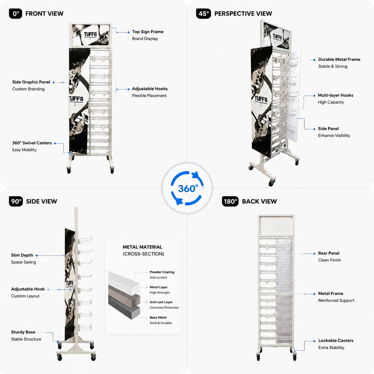 Custom Metal Mobile Phone Accessory Display Rack Floor Standing USB Cable Charger Stand Retail Fixture Gondola Gadget POS Rack — view 3