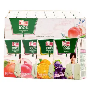 Huiyuan 200ml फलों का रस पेय 100% फल नारंगी अंगूर सेब आड़ू स्वाद पार्टियों के लिए विदेशी बॉक्स पैकेजिंग