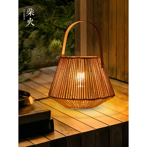 Lampe de table en rotin E27, commande par interrupteur LED, pour salon de thé, chambre à coucher, lampe décorative - Product Image 4