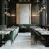 Meubles de restaurant commerciaux Ron Group, table rectangulaire en marbre, chaise rembourrée confortable, banquette en cuir capitonnée
