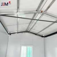 JJM Mini-maison conteneur préfabriquée avec toit en triangle, kit villa modulaire avec panneau sandwich, design plat