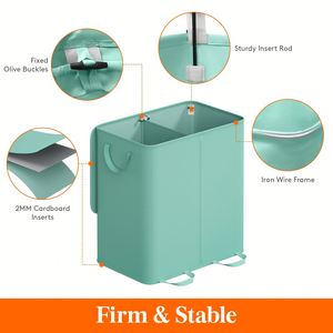 136L Green Laundry Hamper with Lid Tall Laundry <b>Baskets</b> with Handles <b>Large</b> Laundry Bin with Internal Support - Product Image 2