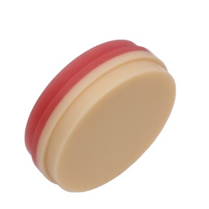 Disque PMMA double couleur, monocouche, rose et coloré, 98 mm, avec rayures sanguines pour structures dentaires (bridges, couronnes, arches complètes). - Product Image 1