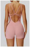 Aoyema-Combinaisons dos nu pour femmes, vêtements de sport croisés, combinaison sans couture en forme de U pour le cou, collants une pièce, shorts, combinaisons de yoga