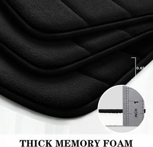 Tapis de salle de bain en mousse à mémoire de forme, doux et absorbant, en polyester noir, avec coussinets, kit 17x24/20x32 en forme de U, tapis de bain antidérapants 20x24 pour vasque - Product Image 5