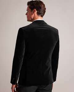 Costume en satin pour <span class=keywords><strong>homme</strong></span> sur mesure ODM 2024, <span class=keywords><strong>blazer</strong></span> en velours <span class=keywords><strong>noir</strong></span> pour marié, coupe ajustée, smoking à deux boutons, pantalon inclus - Product Image 3