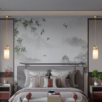Lustre suspendu en marbre espagnol, design carré, luxueux et atmosphérique, idéal pour chambre à coucher, entrée, éclairage design en gros