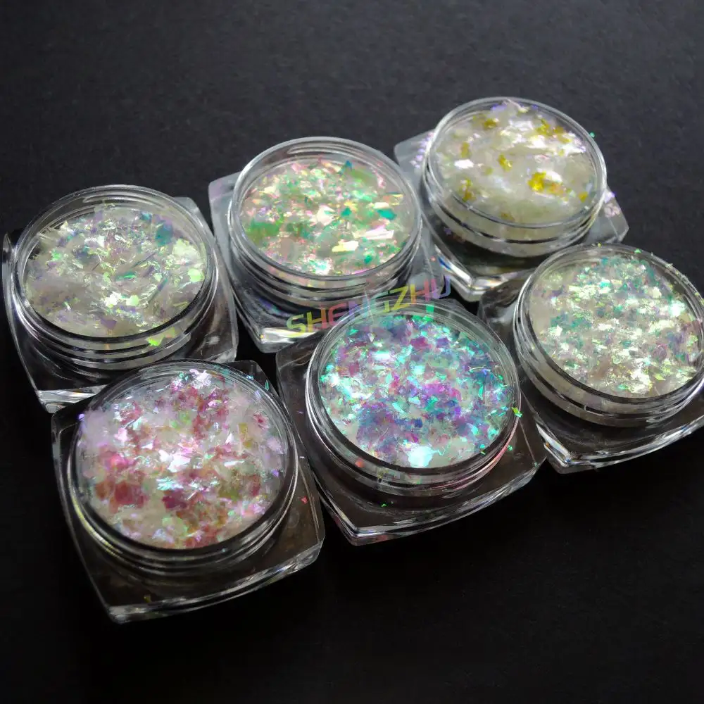 Iridescent Aurora Nail Glitter Bulk Chrome Flakes Nail Art