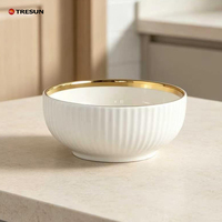 Service de table en porcelaine de luxe à bord doré, style nordique, bols en céramique de haute qualité, technique de polissage