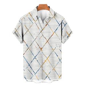 <span class=keywords><strong>Camicia</strong></span> Vintage con geometria stampata 3D per <span class=keywords><strong>uomo</strong></span> moda estiva a maniche corte Polo personalizzata elegante abbigliamento da <span class=keywords><strong>uomo</strong></span> oversize - Product Image 3