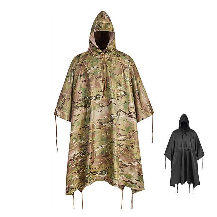 Sturdyarmor водонепроницаемый rainwears черный ПВХ полиуретановая плащ Открытый Кемпинг армейские тактические дождя пончо