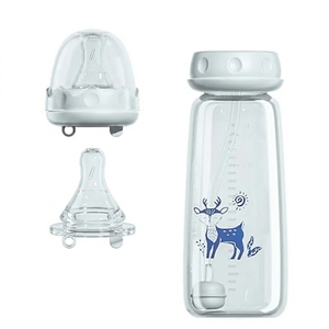 Bouteille d'alimentation pour bébé sans BPA en PP et silicone anti-ballonnements avec motif imprimé, poignée à débit variable pour 0-12 mois - Product Image 3
