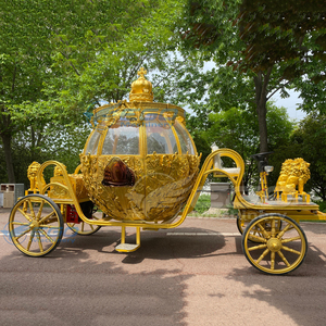 Golden Sculpture Electric Royal Pumpkin Horse Drawn Carriage Electric Luxury Tour Sightseeing Carriage for Wedding Carriage - Product Image 5