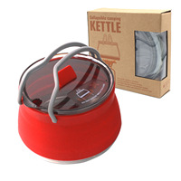 Ensemble de cuisine de camping portable moderne avec couvercle en verre, bouilloire pliable en silicone pour cuisinière à gaz extérieure et plaque à induction