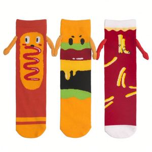 Chaussettes tubulaires magnétiques à motif de dessin animé d'Halloween, motif hamburger et hot-dog, tendance alimentaire, en stock - Product Image 1