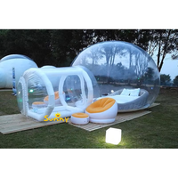 Tente à bulles gonflable en PVC personnalisée, plateforme de saut, lit, ballons transparents, dôme, usage commercial, capacité 3 personnes, installation facile