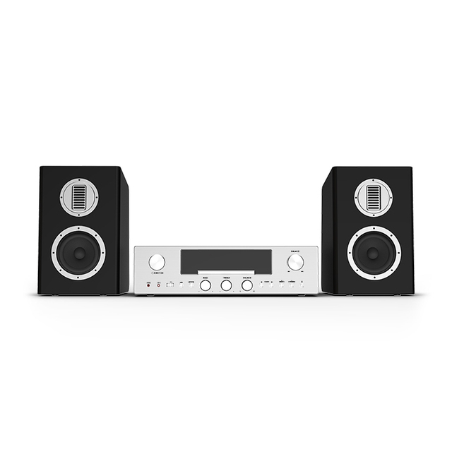 Premium Hi-Fi Music System Turntable with Bluetooth Transmitter Receiver CD DAB Radio Speaker Silver Amplifiers