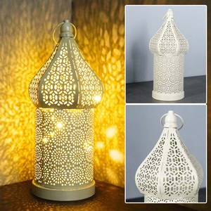 Đèn lồng LED trắng rỗng kiểu Morocco tùy chỉnh cho lễ hội Ramadan, chất liệu kim loại bền, trang trí phòng khách gia đình có đèn chiếu sáng - Product Image 4