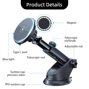 Ímã de carregamento rápido 15W para painel do carro, suporte para celular, carregador sem fio com suporte magnético para iphone e carro - Product Image 6