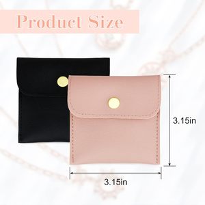 Pochette à bijoux en cuir PU réutilisable de qualité supérieure avec bouton pression doré pour collier, bague, boucles d'oreilles, emballage personnalisé avec logo, sac cadeau de la marque VANTUR - Product Image 3