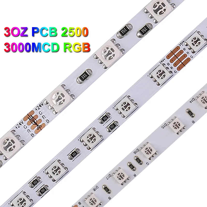 5050 Dibuat Sesuai Pesanan Profesional Kualitas Tinggi 3OZ PCB Rgb 4000K 3000K 2700K 6000K 14.4W M Lampu Strip Led Smd Led Lampu Ip20 Ip65 Ip67