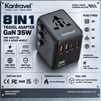 Adaptor Perjalanan Universal dengan Pengisi Daya Cepat GaN 35W Desain Multi Colokan 100-250V untuk Penggunaan di Seluruh Dunia
