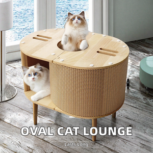 Modern Durable Luxury Cat Scratch Board Large Oval Corrugated Carton <strong>Scratcher</strong> House Tunnel Hole for Play and <strong>Lounge</strong> - Product Image 2