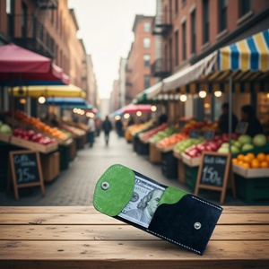 Handmade Genuine Leather Open Thread Cotton Lining Anti-Theft Short Vintage Minimalist <b>ID</b> Card <b>Holder</b> Wallet for Unisex Use - Product Image 4