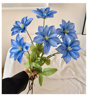 Nouvel Arrivage Fleurs Artificielles de Clématite à 2 Têtes Imprimées en 3D, Toucher Réel, Tiges de Fleurs en Vrac pour Arche de Mariage, Décoration Intérieure, Salon