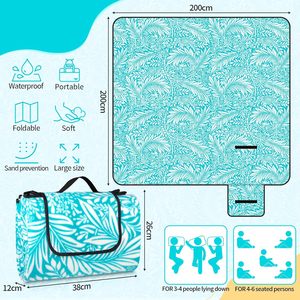 Couverture de camping d'extérieur, couverture de plage pliable portable avec sous-face imperméable et isolante thermique, couverture de pique-nique 200 x 200 cm - Product Image 3