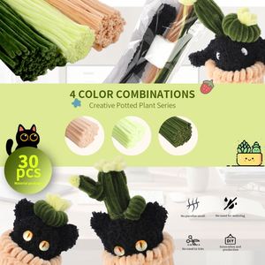 The Fluffy Friends Mini Garden <b>Kit</b> Create Cuddly Animal Planters Like Lambs Kittens with Coral Fleece Pipe Cleaners - Product Image 3