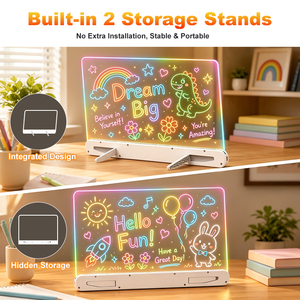 Lavagna acrilica cancellabile a 7 colori con LED, set di giocattoli per disegnare con batteria ricaricabile per bambini - Product Image 3