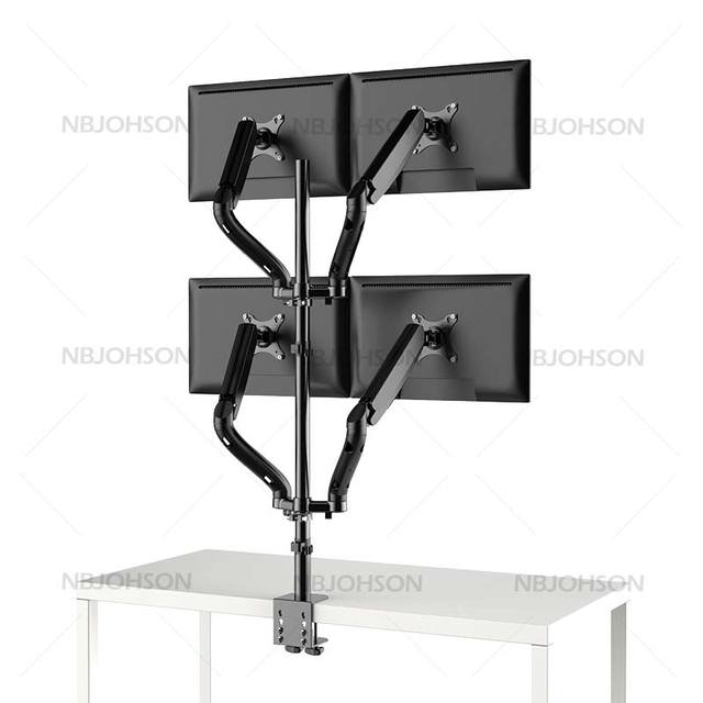 NBJOHSON Desk Mount Gas Spring Lifting Four Monitors Desk Arm Bracket for 4 Screens