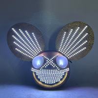 Casque LED Lumineux Tête de Souris, Style Deadmau5, Masque de Rat à Matrice de Points pour DJ, Idéal pour Boîte de Nuit, Festival de Musique, Fête